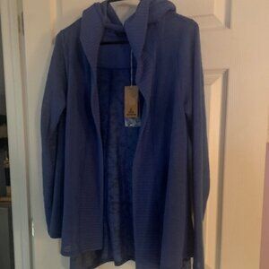 NWT - Women/s Blue/Black Hood Cardigan